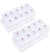 COSICS False Nail Tip Organizer Box, 4PCS 10-Slot Bead Storage Container, Clear Plastic Case for ...