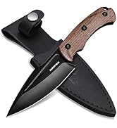 Mossy Oak Full-tang Fixed Blade Knife with Leather Sheath, Stainless Steel Blade, Outdoor Knives ...