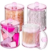 XIPENGKEJI 4 Pack Qtip Holder,Canister Apothecary Jar Set, Bathroom Jars with Lids Set for Cotton...