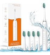 Waterproof Sonic Electric Toothbrush for Adults - 6 Modes with Pressure Sensor, Smart Timer,Recha...