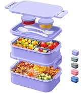 Lunch Box Adults Bento Box - 74 OZ All-in-One Stackable Lunch Box Containers for Adult Large Bent...