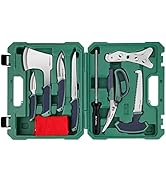 Flissa Hunting Field Dressing Kit, 10 Piece Hunting Knife Set with Skinning Knife, Butcher Game P...