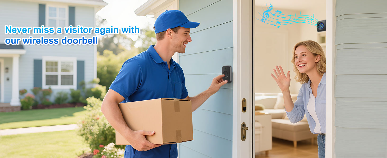 Wireless Doorbell with 3 receivers 1 Button,IP55 Waterproof,1300 FT/400M Remote Doorbell