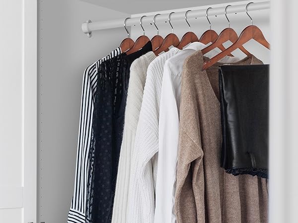 Casafield Wooden Suit Hangers, 20 Wood Hangers in Walnut, Wood Clothes Hangers Shown in Closet