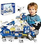 Race Tracks for Kids Ages 3-5, SMILESSKIDDO 73 PCS Police Car Tracks Toys Gifts for Boys Kids wit...