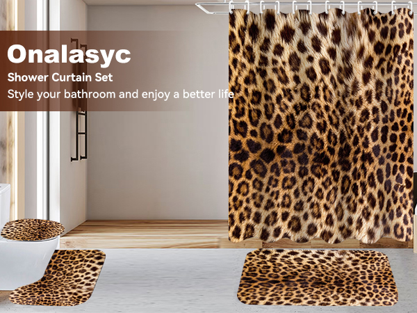 leopard print bathroom sets with shower curtain and rugs