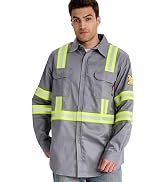 SRsafety Hi Vis FR Shirts for Men,7.0oz Long Sleeve FR Work Shirts,100% Cotton High Visibility Fi...