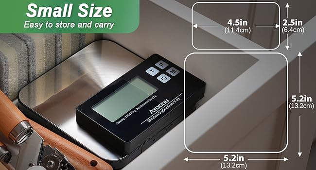 33lb Wireless Kitchen Scale with Remote Display, 0.1oz / 1g