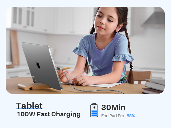 100W usb c fast charging cable for Tablet
