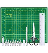 WORKLION Craft Knife Cutting Mat Set: Craft Knife and 10PCS Blades Precision Ruler and Stainless ...