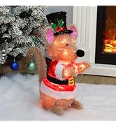 WATERGLIDE Lighted Christmas Mice, Pre-Lit 3D Tinsel Mouse with Top Hat &amp; Xmas Dress Outdoor Yard...