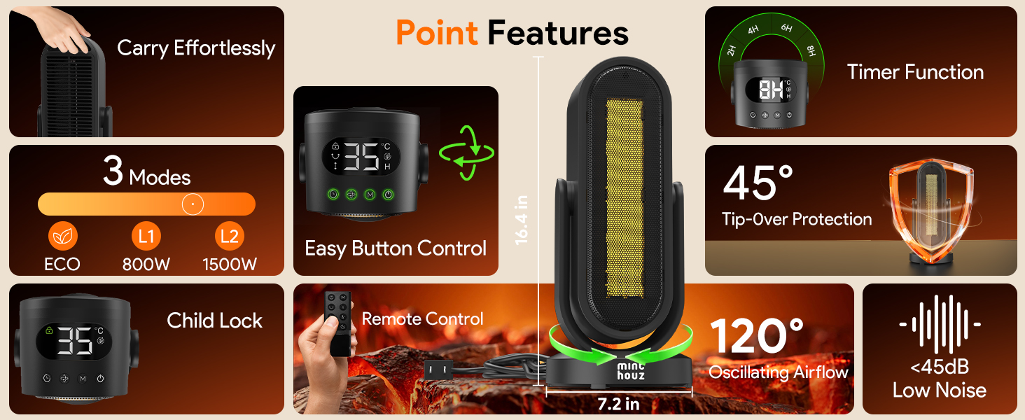 1500W Space Heater Minthouz Winter gift