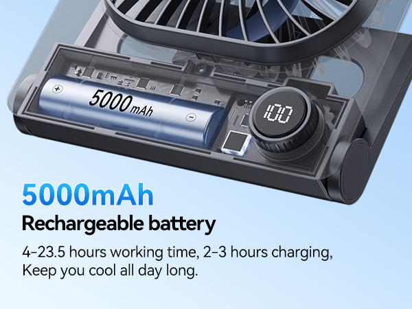 5000mAhRechargeable battery fan portable desk fan
