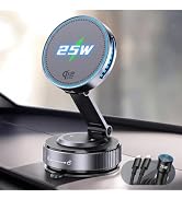 visnfa Qi2.2 25W MagSafe Car Mount Charger, Temp-Control Cooling Fan | [with 75W Adapter] Car Pho...