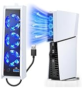 FASTSNAIL Cooling Fan for PS5 Slim Digital/Disc, Auto Speed Adjustable by Temperature Sensor, 2 F...
