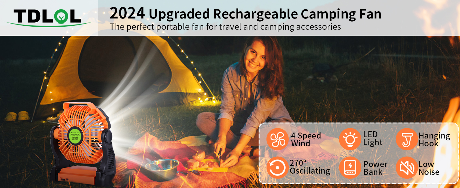 camping fan portable rechargeable battery powered 