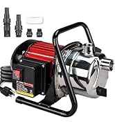 Water Transfer Garden Pump, 1.6 HP 1000GPH Portable Electric Shallow Well Jet Pump, Stainless Ste...