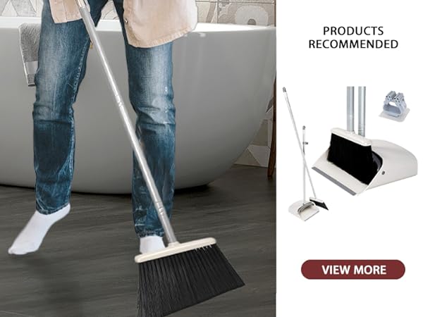 grey and white broom dustpan set