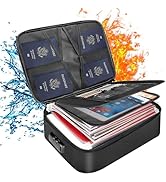 NCONCO Fireproof Document Box Heat Insulated 5200°F File Organizer Bag with Lock Waterproof Case ...
