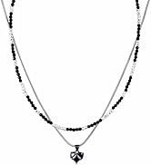 Senxilk Layered Gemstone Necklace Set – 18K Gold Plated Copper Chain with Heart Pendant &amp; Beaded ...