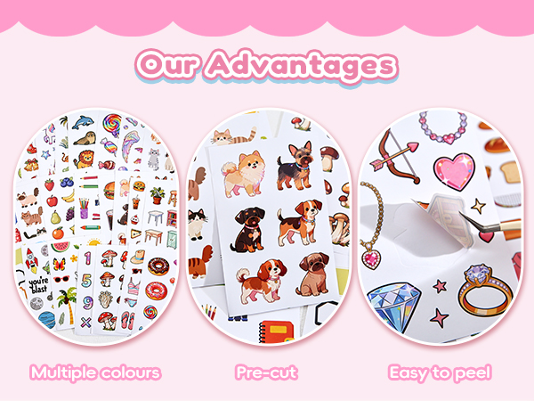 800+ Cute Stickers for Kids, 60-Page Sticker Book with Funny, Aesthetic &amp; Scrapbook Stickers