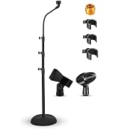 5 Core Mic Stand Floor Height Adjustable Universal Heavy Duty Detachable Gooseneck Microphone Sta...