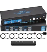 HDMI KVM Switch 2 Monitors 3 Computers EDID Simulation 4K@60Hz 3 Ports KVM Switches Dual Monitor ...