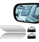 2 pcs Blind Spot Mirrors, 2" 360° Rectangle Ultra-thin Frameless HD Glass Convex Side Rear View M...