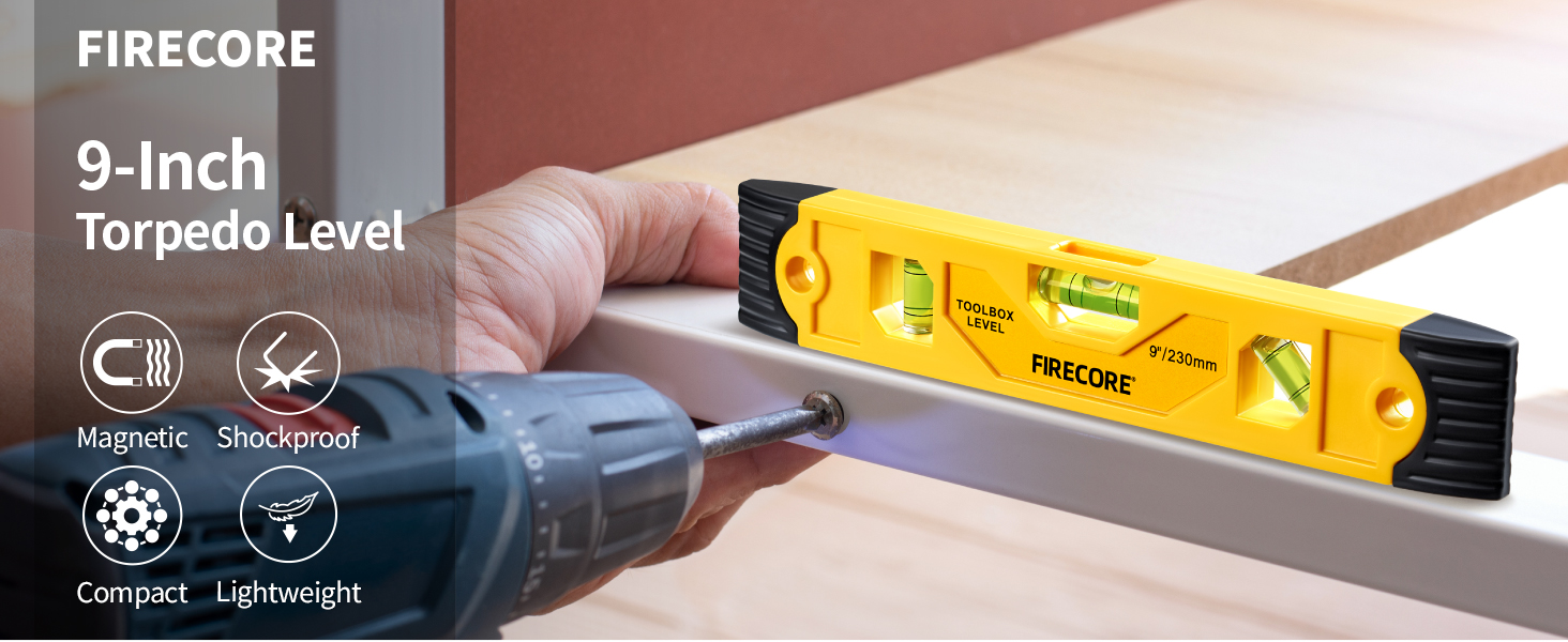 9 inch magnetic torpedo level construction leveler tool small spirit bubble for hanging pictures