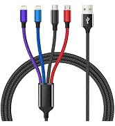 Firsting Dual IP 4 in 1 Multi Charging Cable [1Pack 5FT], Nylon Phone Charger USB Cable, Travel C...