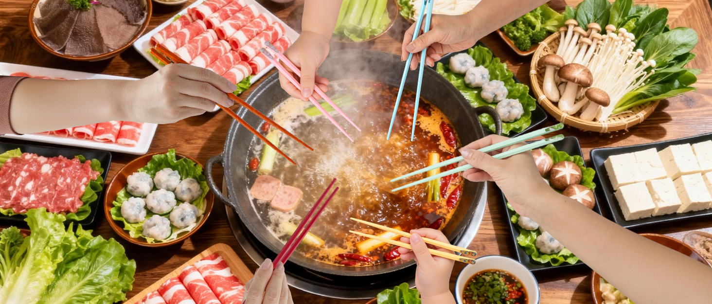 COIKCER 6-pair colorful parent-child chopsticks, perfect for Asian cuisines and family meals.