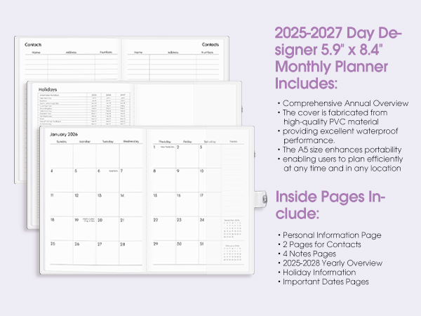A5 Floral Monthly Planner 2025-2026