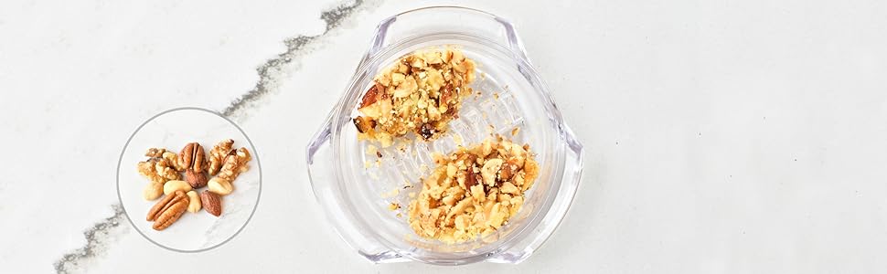 The Garlic Twister can also be used for nuts, pictured is minced nuts for an ice cream sundae!