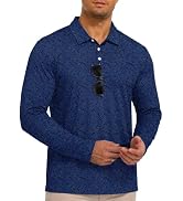 ZITY Mens Long Sleeve Golf Shirts Print Polo Shirts UPF 50+ Sun Shirts | UV Protection Shirts,3 B...