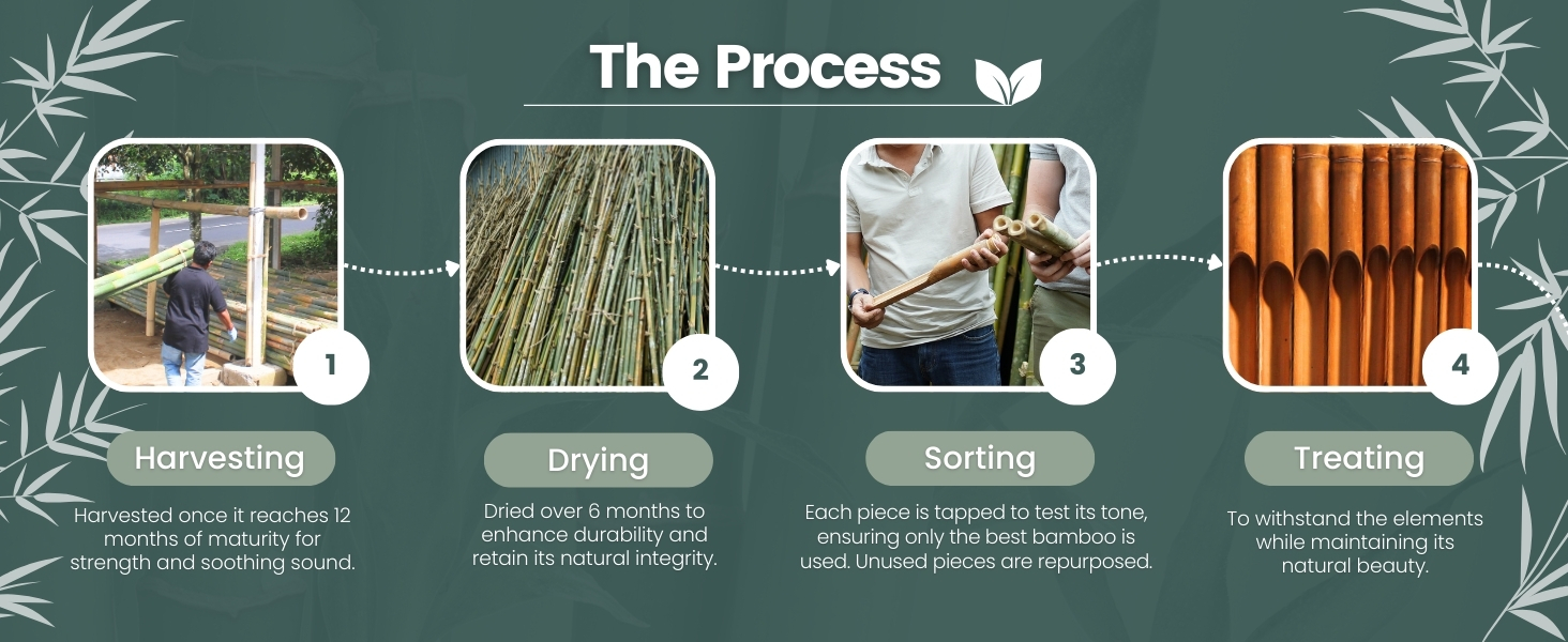 bamboo wind chime wooden wood outside outdoor windchimes deep tone large home decor