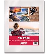 Glossy Photo Paper, 8.5 x 11 Inch, 100 Sheets, Better Office Products, 200 gsm, Letter Size, 100-...