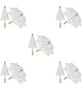 10 Pcs White Cotton Cloth Lace Embroidered Wedding Umbrella Prop for Bride Photoshoot Decoration ...