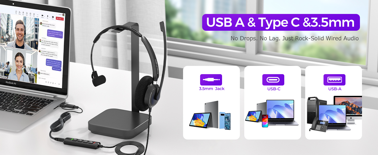 Headset PC Computer with micphone for zoom meeting Work usb headset with microphone for pc