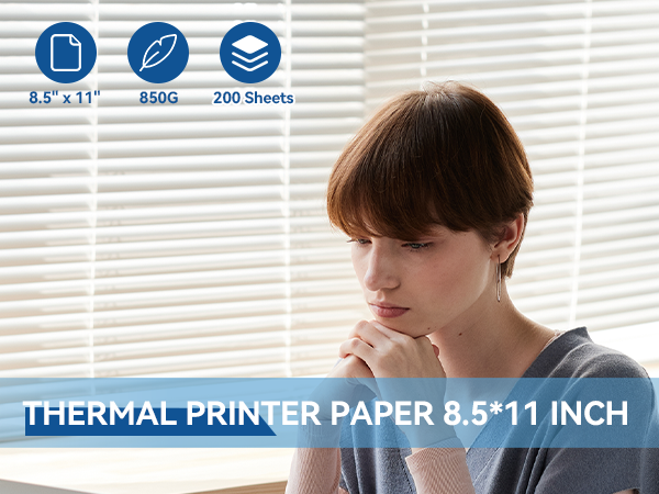 Thermal Printer Paper 8.5 x 11 Inch, 200 Sheets US Letter Size Continuous Folded Thermal Paper