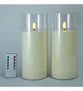 Niceme 9” x 4” Large Waterproof Outdoor Flameless Candles with Remote Control Timer, Flickering L...
