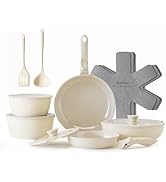 Redchef Ceramic Pots and Pans Set, Nonstick Kitchen Cookware Set with Detachable Handle, Non Toxi...