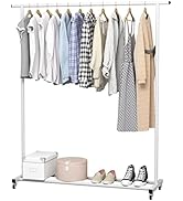 Buzowruil Clothing Rack Clothes Rack Standard Rod Simple Rolling Metal Garment Rack Organizer Fre...