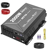 2000 Watt Pure Sine Wave Power Inverter, 12V DC to 110/120V AC Inverter with 3 AC Outlets, Remote...