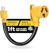 Dryer Adapter Cord, NEMA 5-15P Male to 10-30R Female Power Adapter, Heavy Duty STW 10 Gauge Only ...