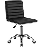 Furmax Mid Back Task Chair, Low Back Leather Swivel Office Chair, Vanity Chair for Makeup Room, C...