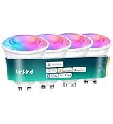 Linkind Matter GU10 Smart Light Bulbs, 40W 470LM Color Changing Light Bulbs, Work with Alexa/Goog...