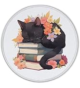 Floral Black Cat Mouse Pad, Cat Mouse Pads for Wireless Mouse Computers Laptop Desk Accessories, ...