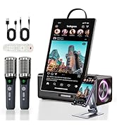 HUABAO Portable Karaoke Machine with 14.1” HD Rotatable Screen, Wireless Screen Mirroring for And...