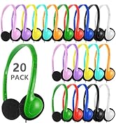 XOSDA Classroom Headphones Bulk 20 Pack Multi Color for Kids School, Wholesale Children Adjustabl...