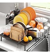 Urackify Dish Rack for Kitchen Counter, 304 Stainless Steel Dish Drying Rack, Expandable Dish Dra...